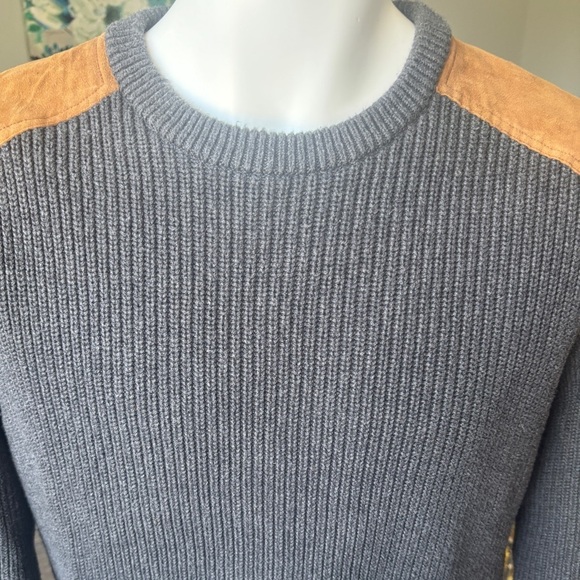 J. Crew Woodsmen, Military Style, Ribbed Knit Crew Neck w/ Leather Patches, M? - Picture 6 of 10
